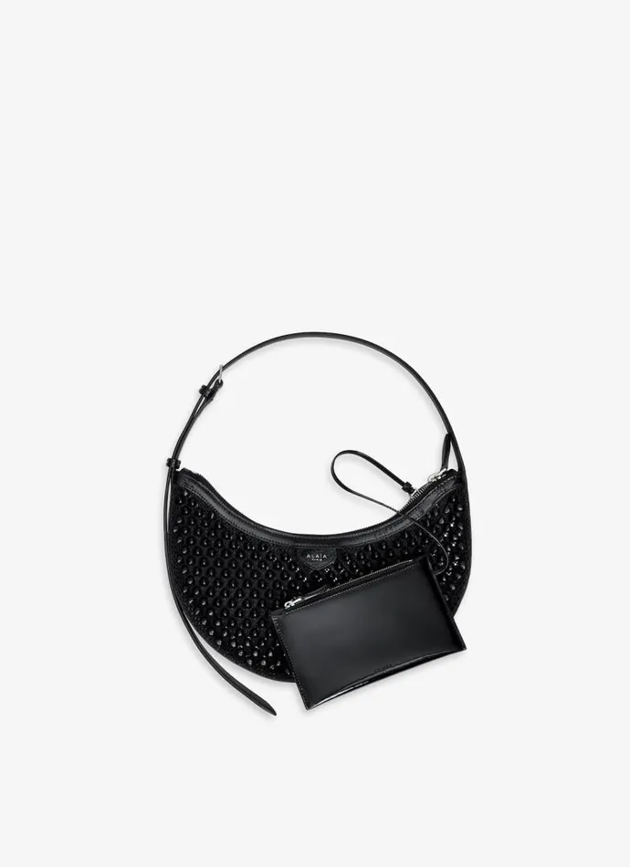 Alaa Mini Bags ONE PIECE DEMI LUNE BAG IN FISHNET PYRAMIDS Black 8211 Women Alaa Mini Bags ONE PIECE DEMI LUNE BAG IN FISHNET PYRAMIDS Black 8211 Women