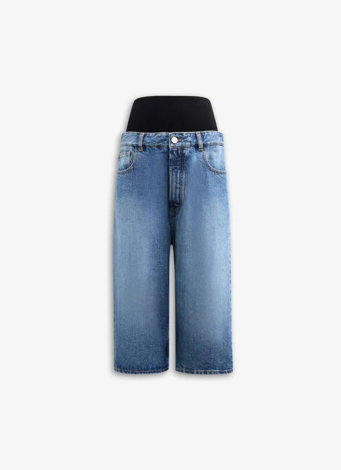 Alaa Pants and Shorts DENIM BERMUDA SHORTS WITH KNITTED WAISTBAND Bleu Vintage 8211 Women