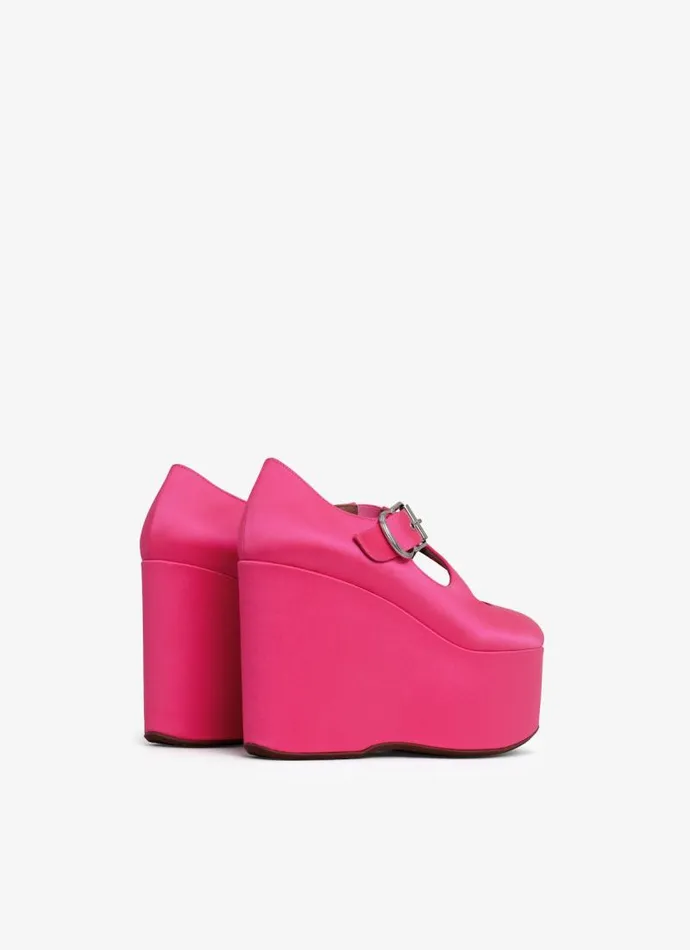 Alaa Sandals CRISS CROSS WEDGES IN SATIN Pink Fuchsia 8211 Women