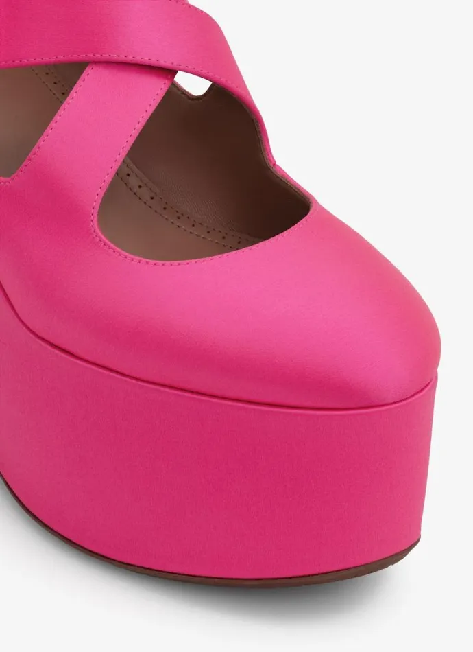 Alaa Sandals CRISS CROSS WEDGES IN SATIN Pink Fuchsia 8211 Women