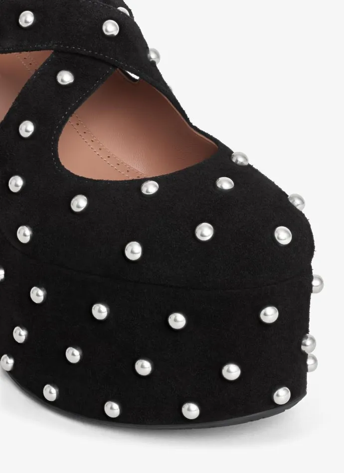 Alaa Sandals CRISS CROSS WEDGES IN SUEDE WITH STUDS Black 8211 Women Alaa Sandals CRISS CROSS WEDGES IN SUEDE WITH STUDS Black 8211 Women