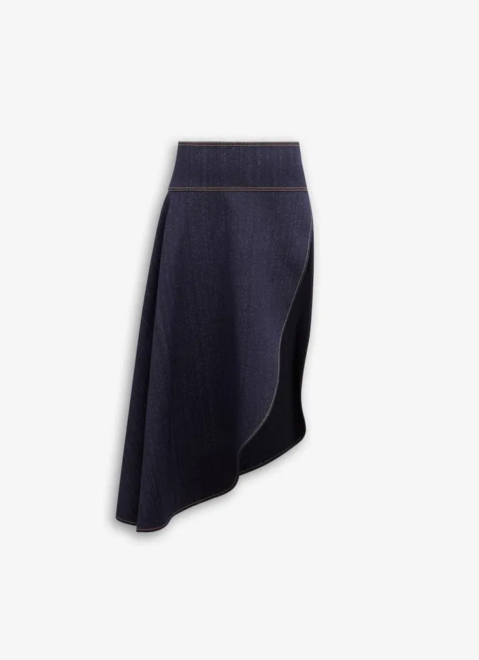 Alaa Skirts ASYMMETRICAL SKIRT IN WOOL DENIM Night Blue 8211 Women