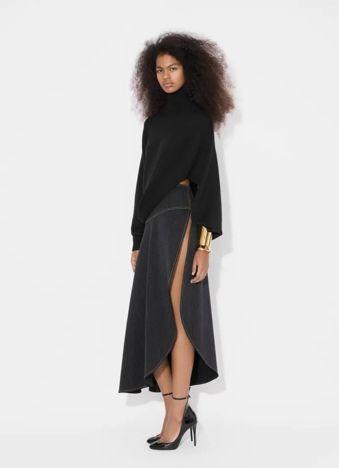 Alaa Skirts ASYMMETRICAL SKIRT IN WOOL DENIM Night Blue 8211 Women Alaa Skirts ASYMMETRICAL SKIRT IN WOOL DENIM Night Blue 8211 Women