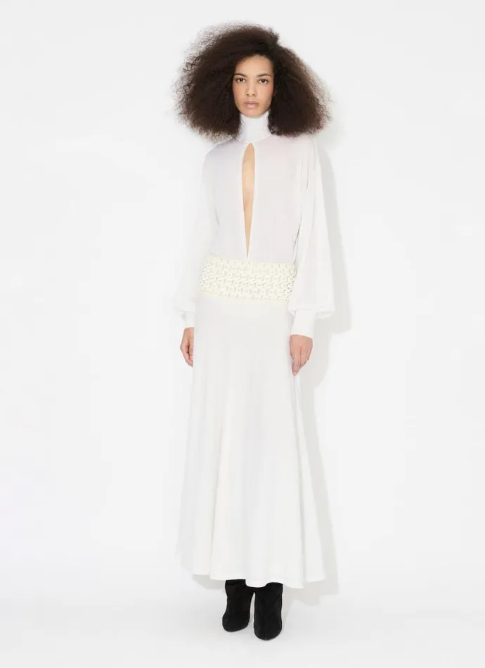 Alaa Skirts LONG FLUID KNITTED SKIRT White 8211 Women Alaa Skirts LONG FLUID KNITTED SKIRT White 8211 Women