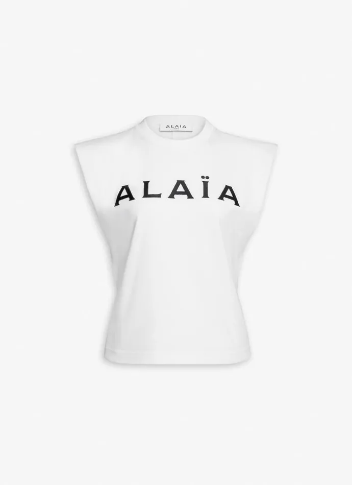 Alaa Tops and Shirts ALAIA TSHIRT IN JERSEY Whiteblack 8211 Women
