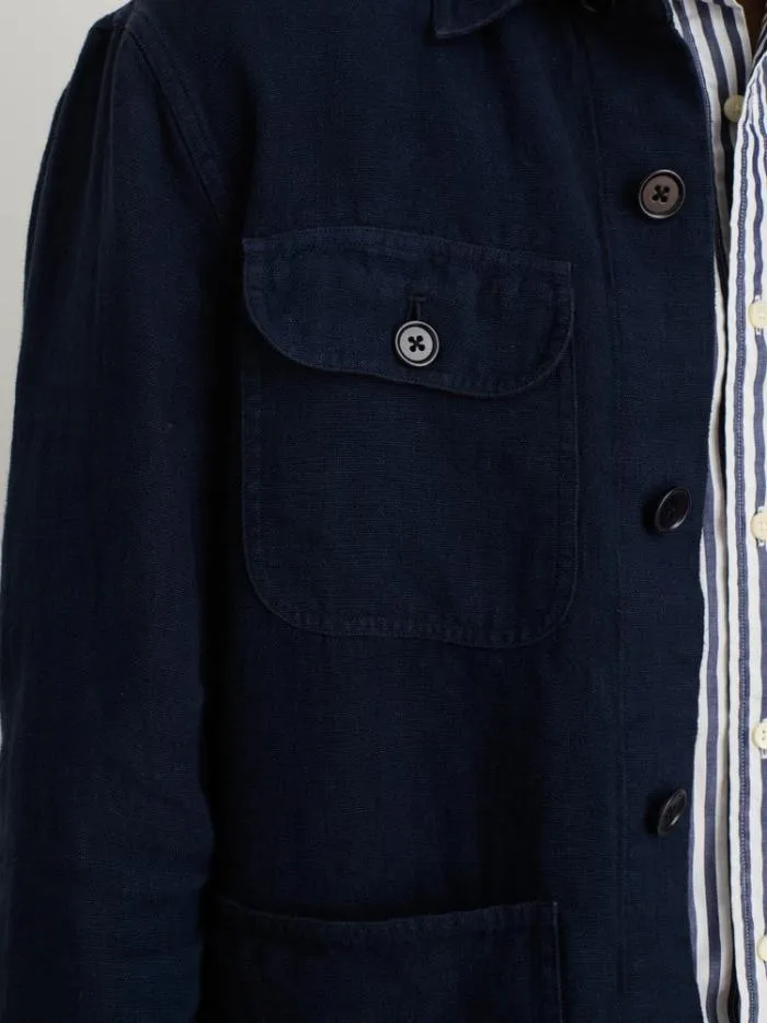 Alex Mill Jackets Coats Garment Dyed Work Jacket In Linen Dark Navy 8211 Men