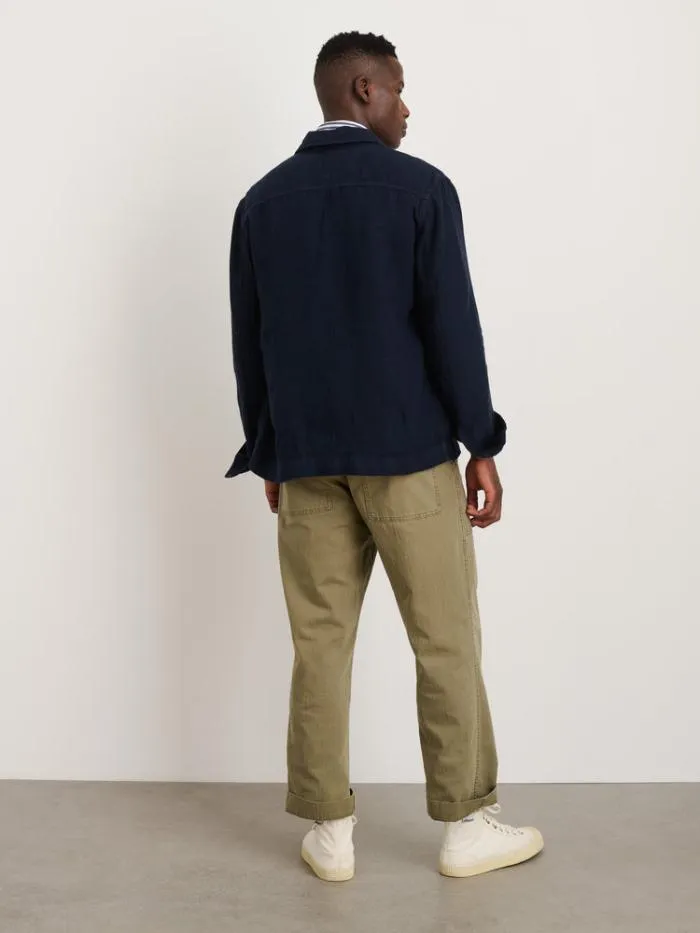 Alex Mill Jackets Coats Garment Dyed Work Jacket In Linen Dark Navy 8211 Men