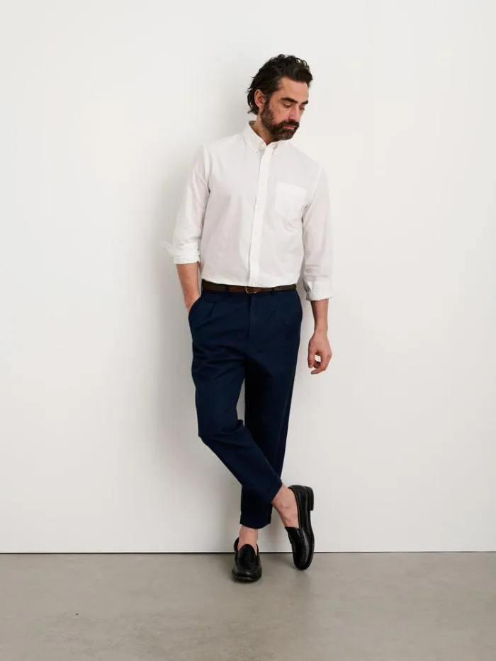 Alex Mill Pants Standard Pleated Pant In Cotton Linen Dark Navy 8211 Men