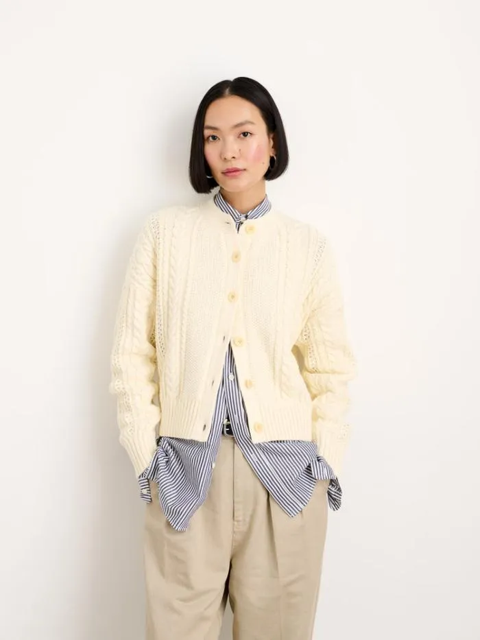 Alex Mill Sweaters Cable Knit Nico Chunky Cardigan Ivory 8211 Women