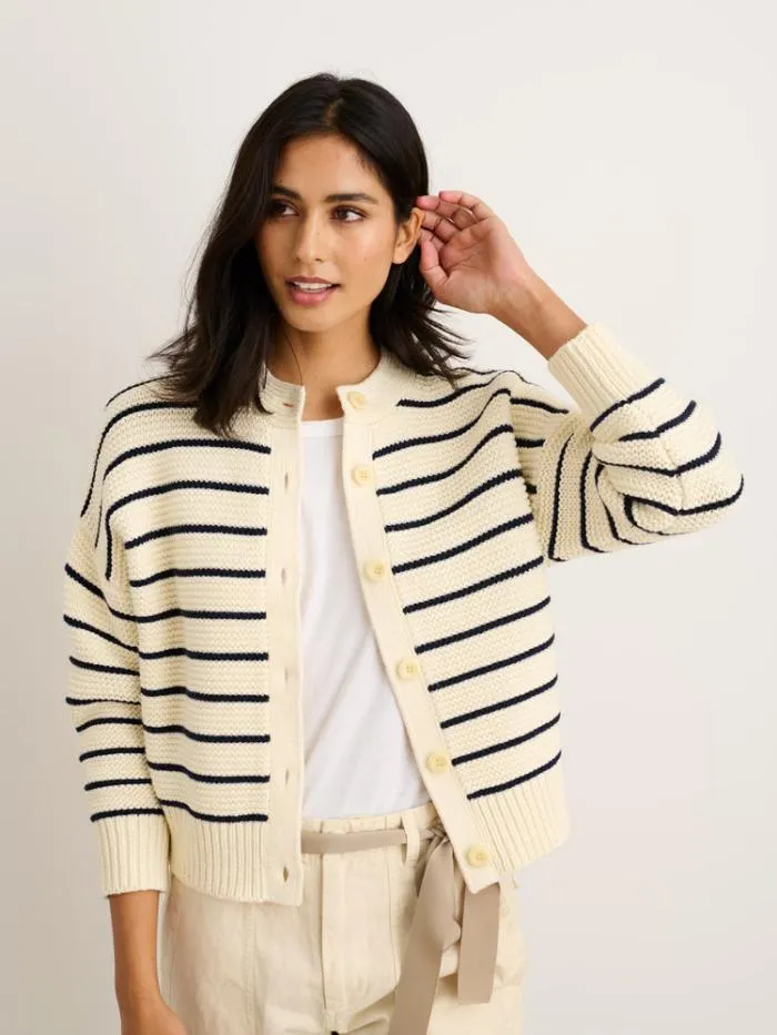 Alex Mill Sweaters Nico Chunky Cardigan In Stripe Ivorynavy 8211 Women