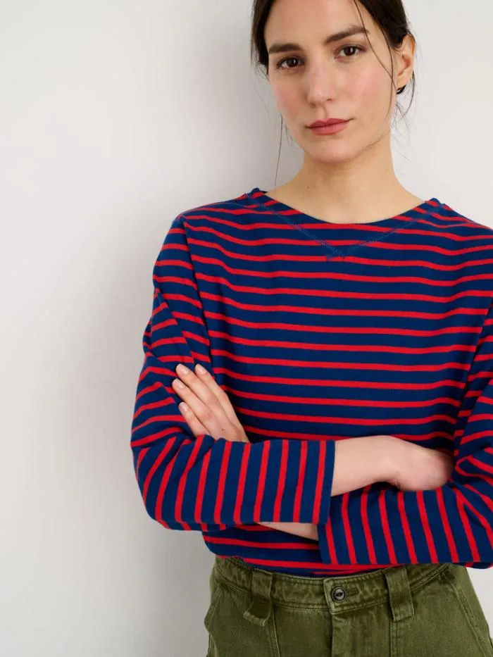 Alex Mill Tees Tanks Lakeside Striped Tee French Blueberry Red 8211 Women