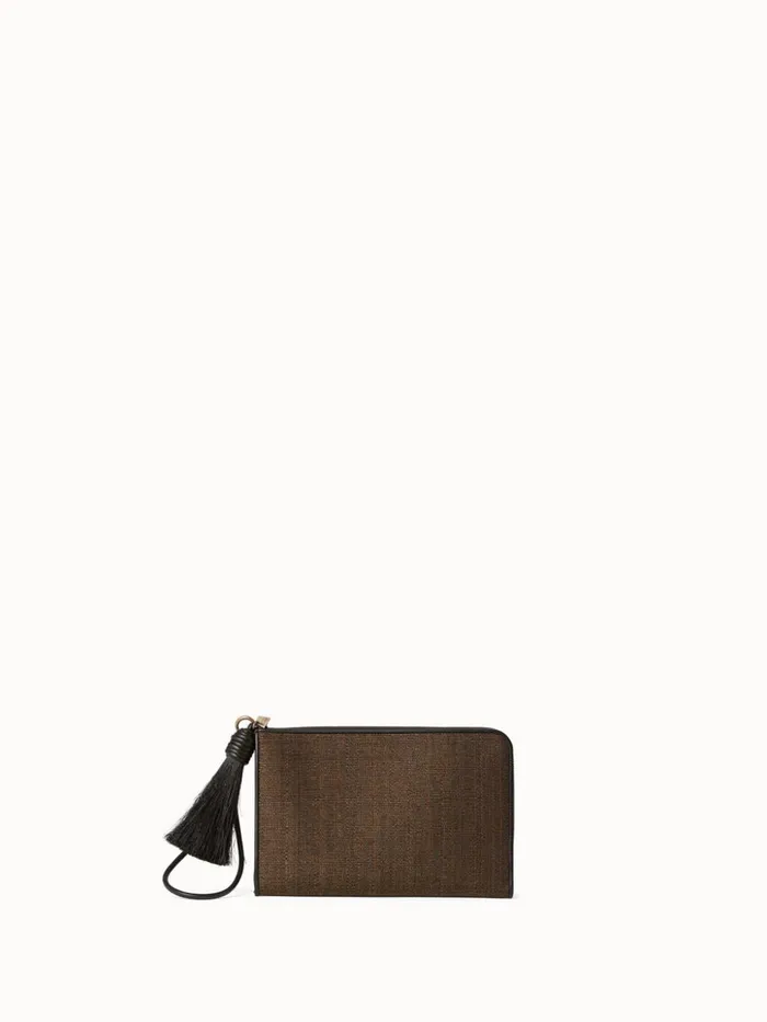 Alexa Tassle Pouch In Horsehair Fabric Brass Metallic Women Akris Mini Bags