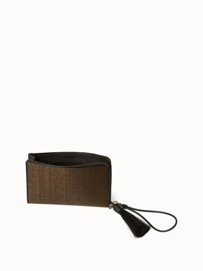 Alexa Tassle Pouch In Horsehair Fabric Brass Metallic Women Akris Mini Bags