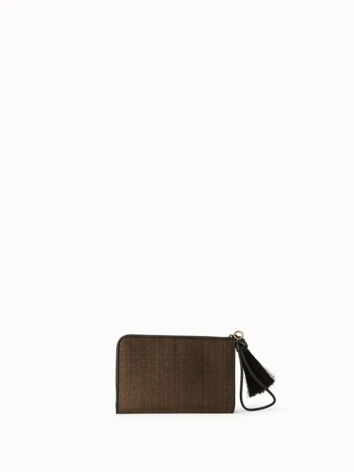 Alexa Tassle Pouch In Horsehair Fabric Brass Metallic Women Akris Mini Bags