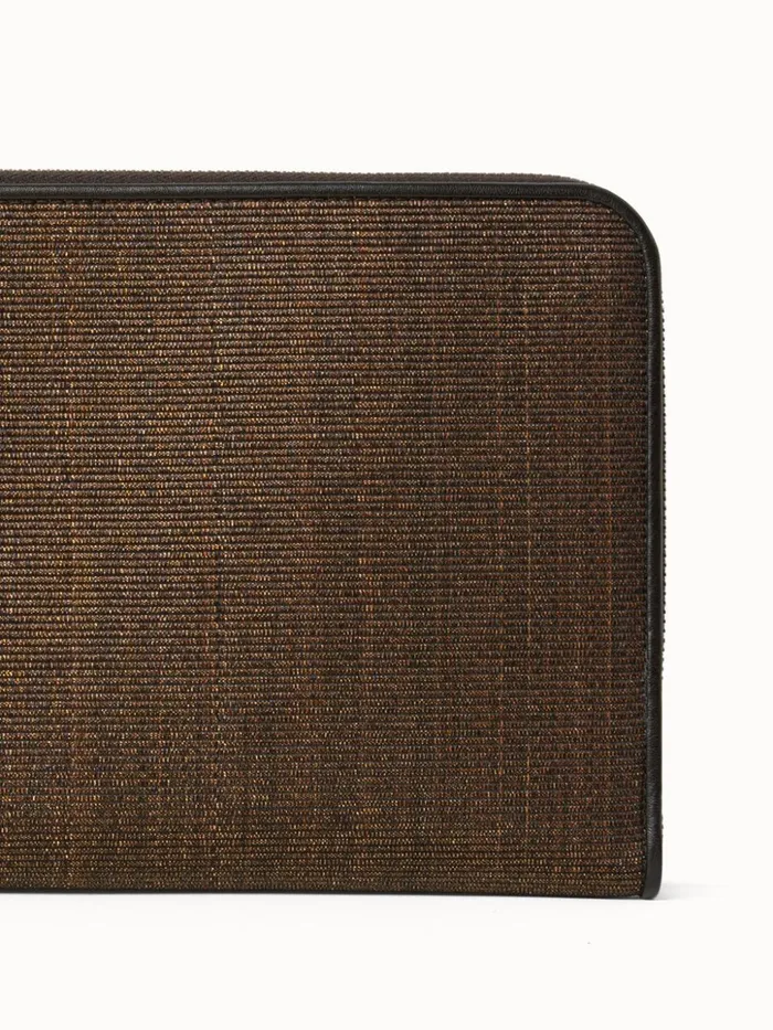 Alexa Tassle Pouch In Horsehair Fabric Brass Metallic Women Akris Mini Bags