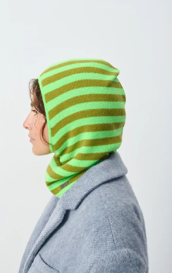 American Vintage Beanies and Caps WomenMen Balaclava Raxow Fluo Green Striped Chameleon Melange