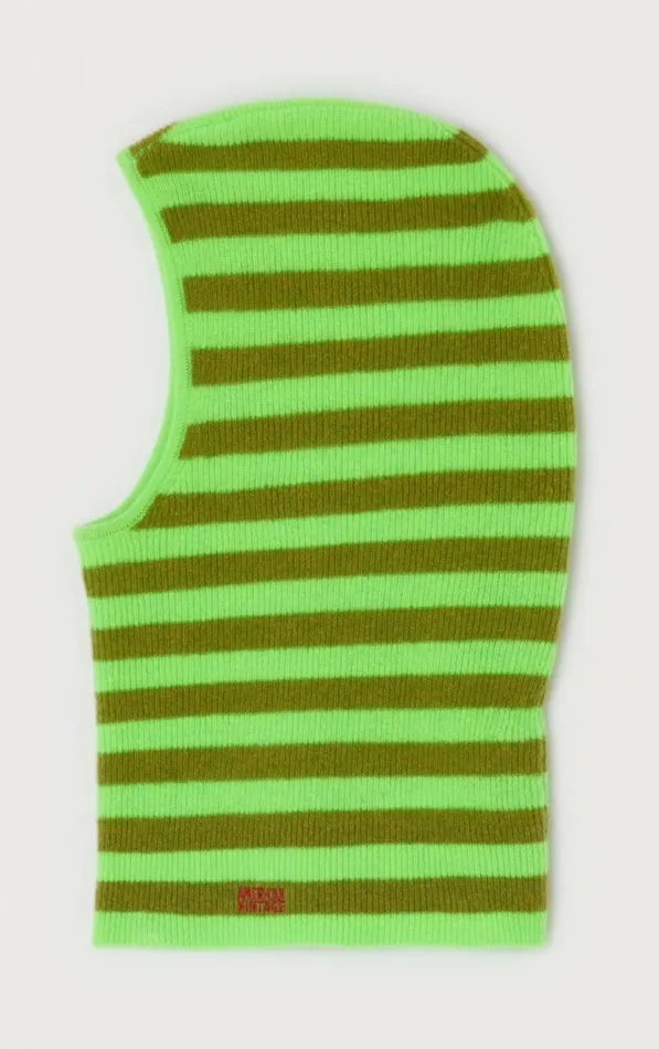 American Vintage Beanies and Caps WomenMen Balaclava Raxow Fluo Green Striped Chameleon Melange