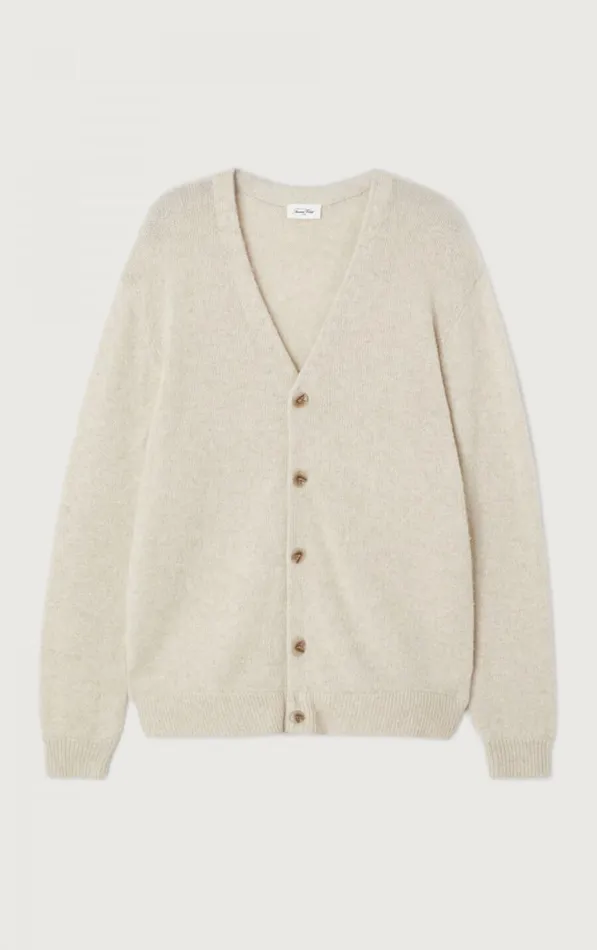 American Vintage Jumpers and Cardigans Men Cardigan Falyday Melange Biscuit American Vintage Jumpers and Cardigans Men Cardigan Falyday Melange Biscuit