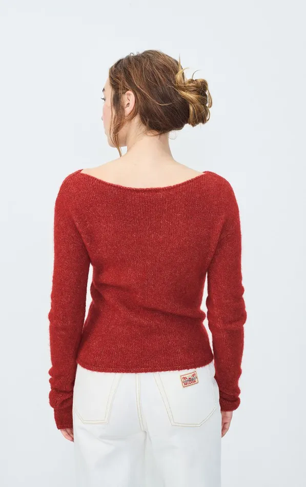 American Vintage Jumpers and Cardigans Women Jumper East Melange Burgundy American Vintage Jumpers and Cardigans Women Jumper East Melange Burgundy