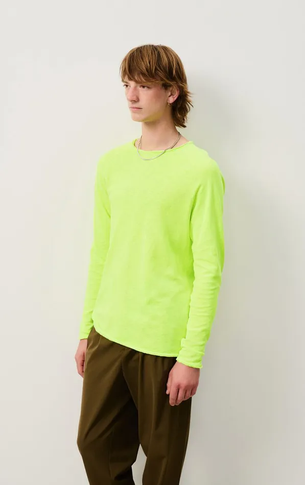 American Vintage Long Sleeve TShirts Men TShirt Sonoma Fluorescent Lemon