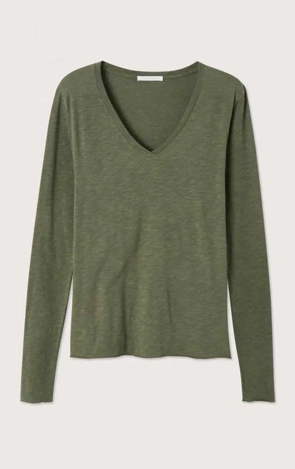 American Vintage Long Sleeve TShirts Women TShirt Jacksonville Khaki Vintage