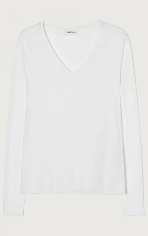 American Vintage Long Sleeve TShirts Women TShirt Jacksonville White