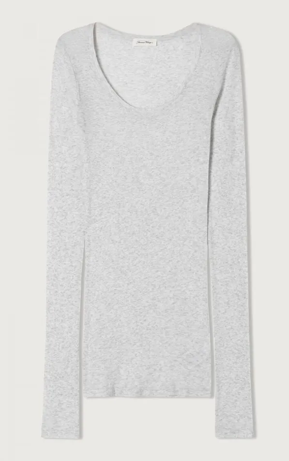 American Vintage Long Sleeve TShirts Women TShirt Massachusetts Heather Grey American Vintage Long Sleeve TShirts Women TShirt Massachusetts Heather Grey