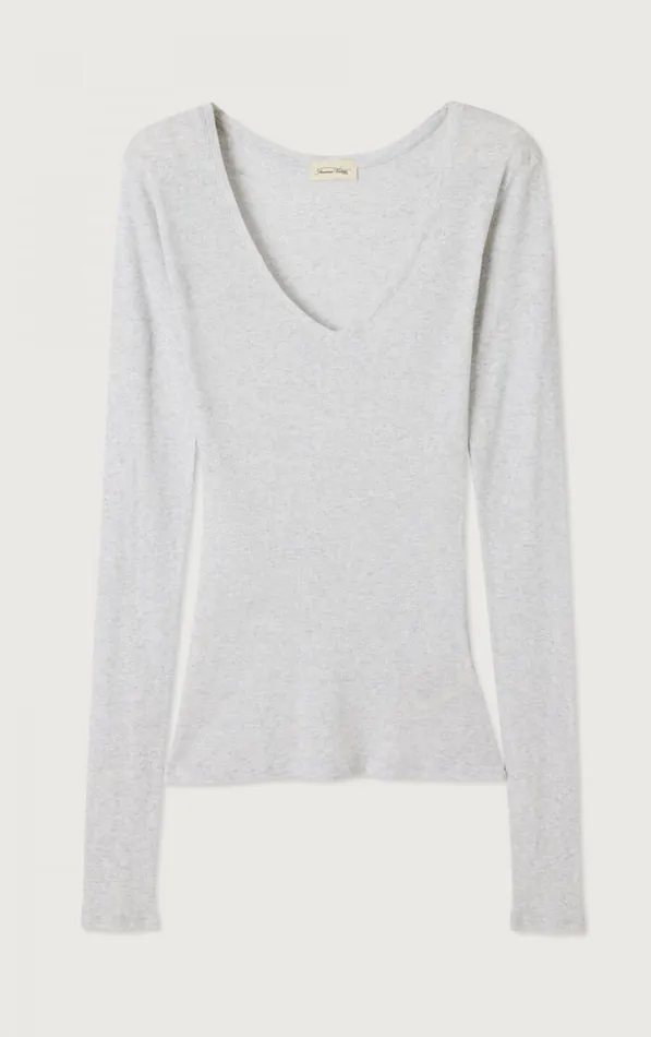American Vintage Long Sleeve TShirts Women TShirt Massachusetts Heather Grey American Vintage Long Sleeve TShirts Women TShirt Massachusetts Heather Grey