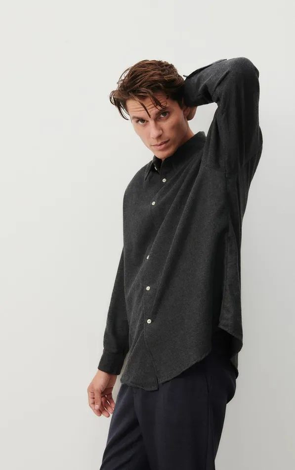 American Vintage Shirts Men Shirt Dakota Melange Charcoal