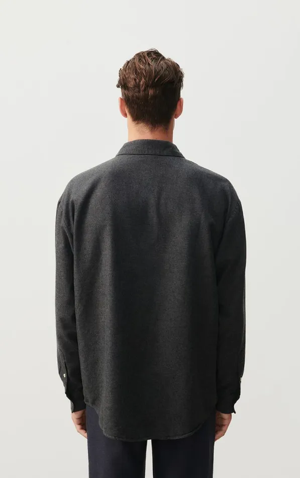 American Vintage Shirts Men Shirt Dakota Melange Charcoal American Vintage Shirts Men Shirt Dakota Melange Charcoal