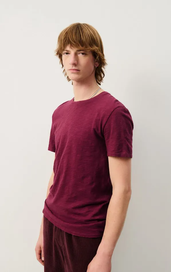 American Vintage Short Sleeve TShirts Men TShirt Bysapick Burgundy