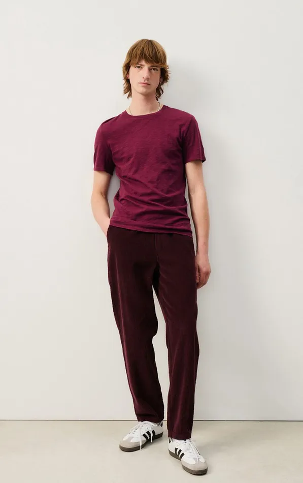 American Vintage Short Sleeve TShirts Men TShirt Bysapick Burgundy American Vintage Short Sleeve TShirts Men TShirt Bysapick Burgundy