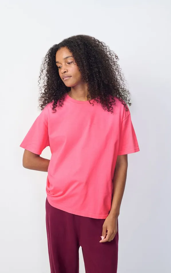 American Vintage Short Sleeve TShirts Women TShirt Fizvalley Fluo Pink
