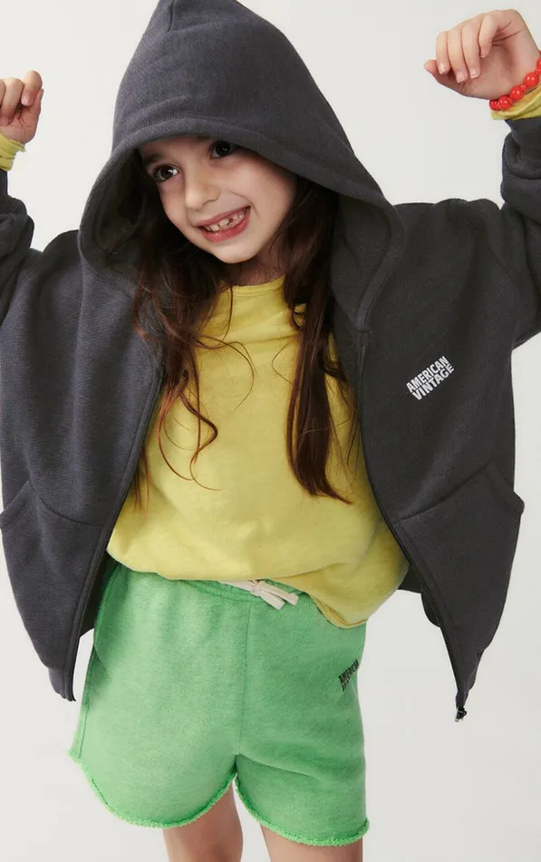 American Vintage Sweatshirts Kids Hoodie Doven Overdyed Carbon