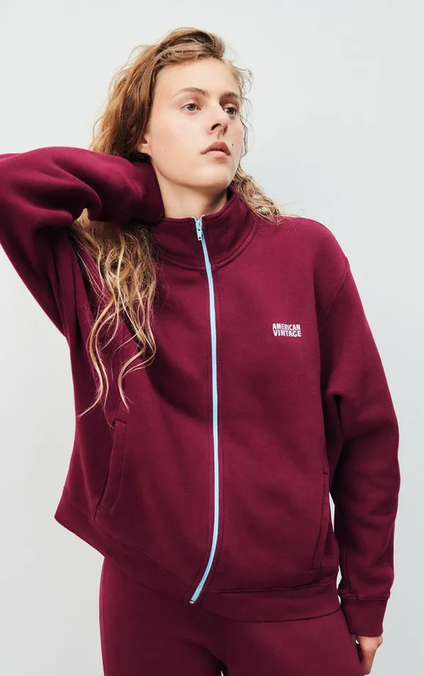 American Vintage Sweatshirts Women Sweatshirt Izubird Vintage Burgundy