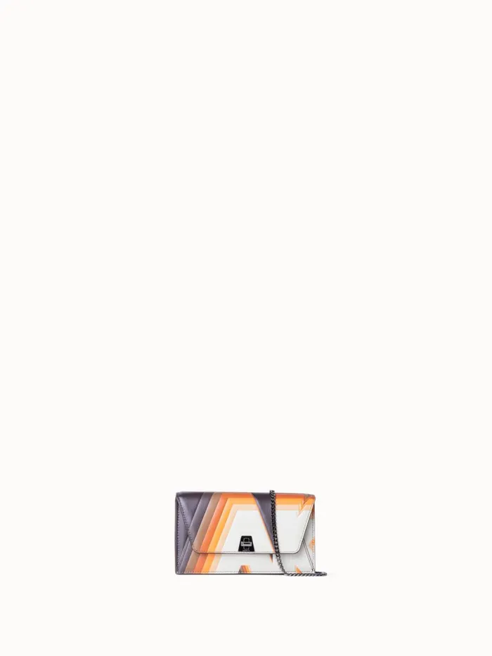 Anouk Clutch Bag In Leather With 3D Superimposed Letters Print Multicolor Women Akris Mini Bags