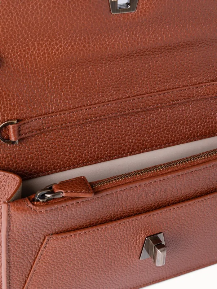 Anouk Clutch Bag In Woven Leather Caramelwhite Women Akris Clutches