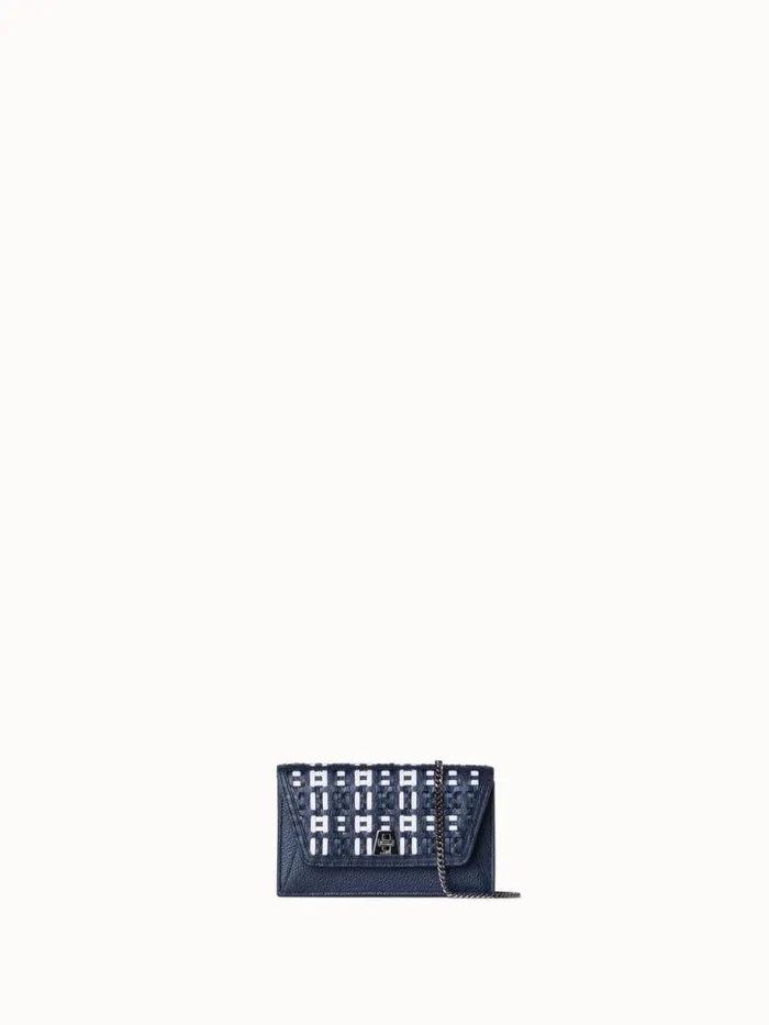 Anouk Clutch Bag In Woven Leather Denimwhite Women Akris Clutches
