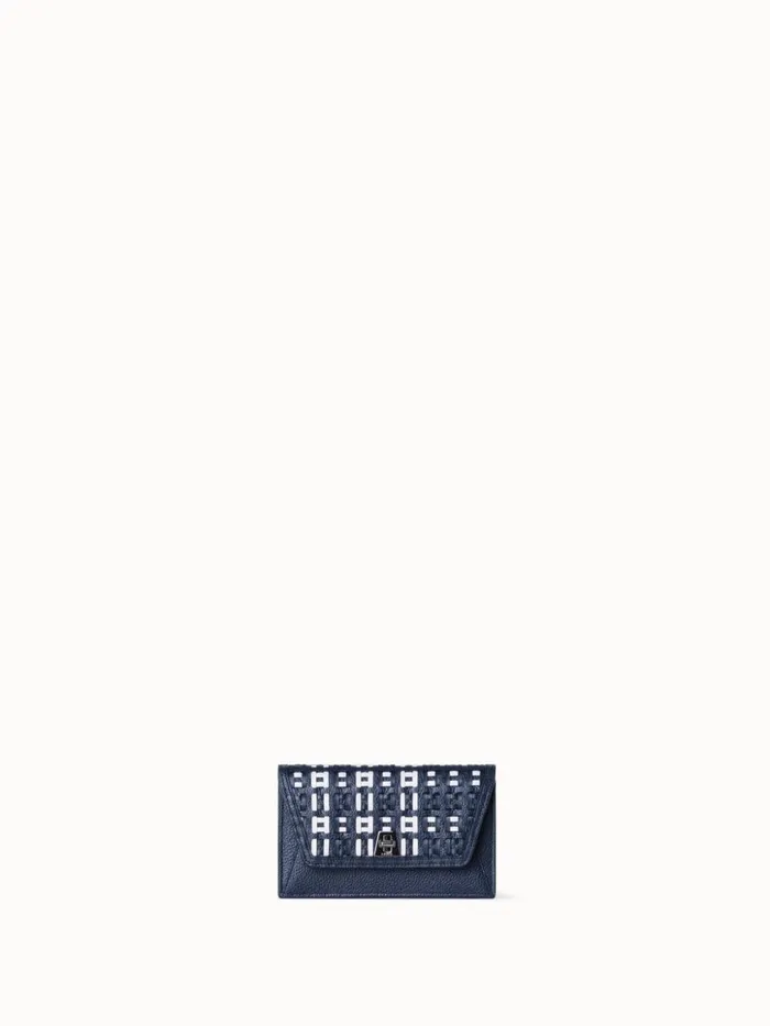 Anouk Clutch Bag In Woven Leather Denimwhite Women Akris Clutches