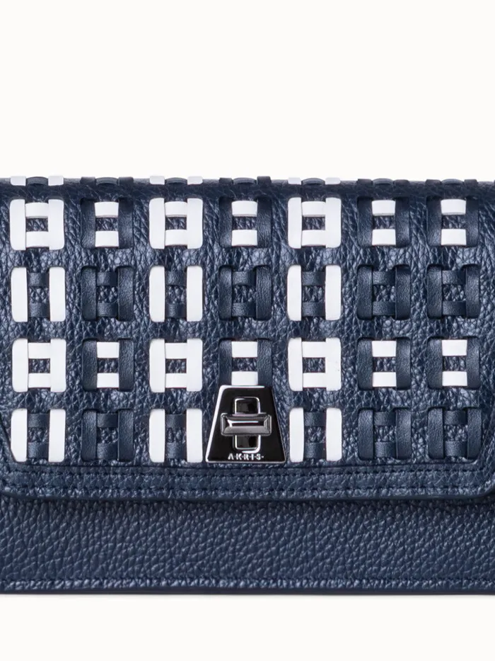 Anouk Clutch Bag In Woven Leather Denimwhite Women Akris Clutches