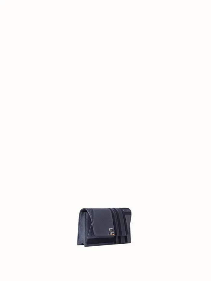 Anouk Clutch Bag In Zig Zag Trapezoid Leather Patchwork Graphite Women Akris Shoulder Bags