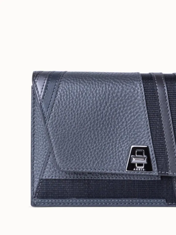 Anouk Clutch Bag In Zig Zag Trapezoid Leather Patchwork Graphite Women Akris Shoulder Bags