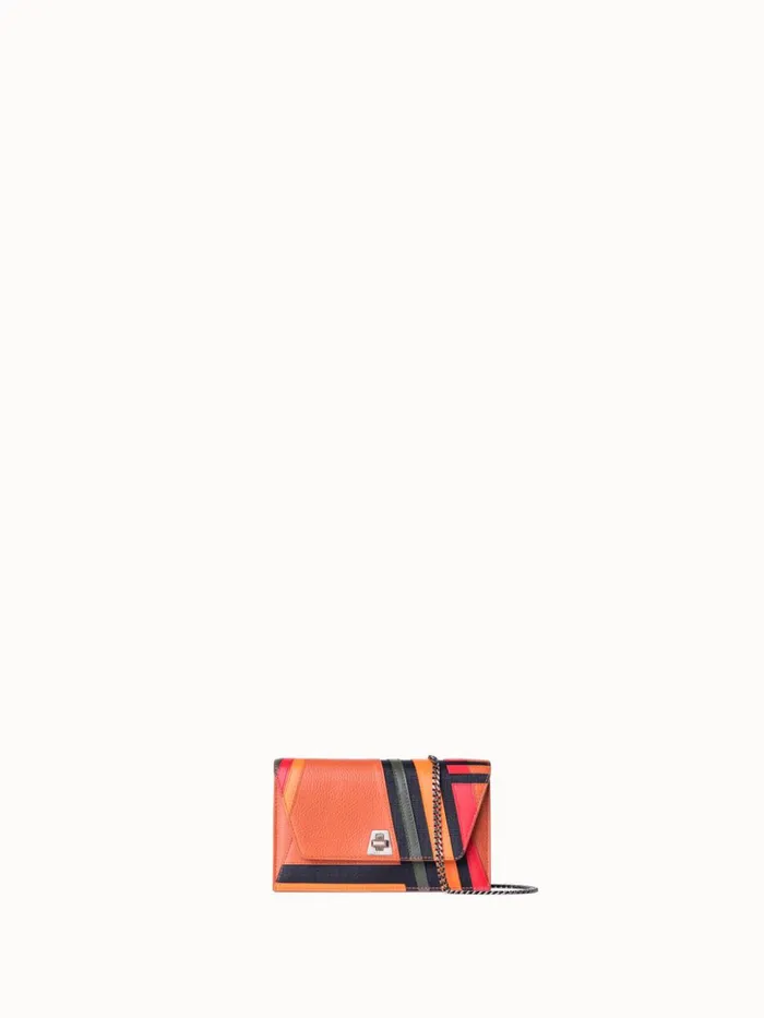 Anouk Clutch Bag In Zig Zag Trapezoid Leather Patchwork Multicolor Women Akris Mini Bags