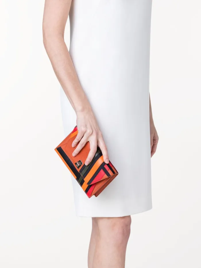Anouk Clutch Bag In Zig Zag Trapezoid Leather Patchwork Multicolor Women Akris Mini Bags