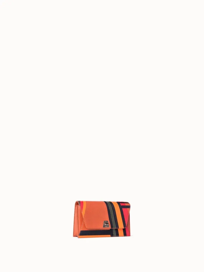 Anouk Clutch Bag In Zig Zag Trapezoid Leather Patchwork Multicolor Women Akris Mini Bags