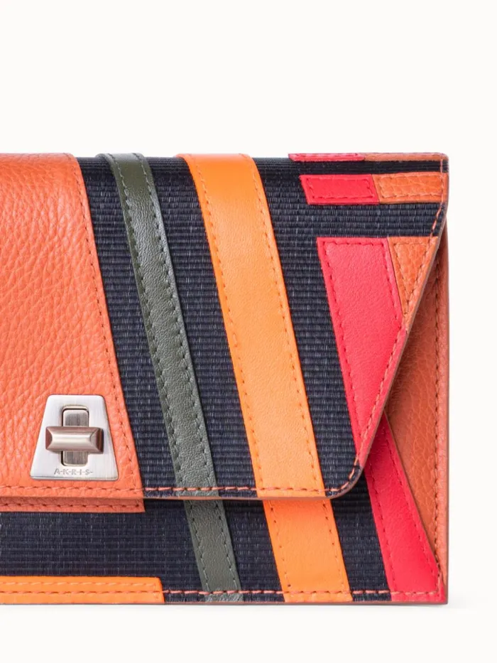 Anouk Clutch Bag In Zig Zag Trapezoid Leather Patchwork Multicolor Women Akris Mini Bags