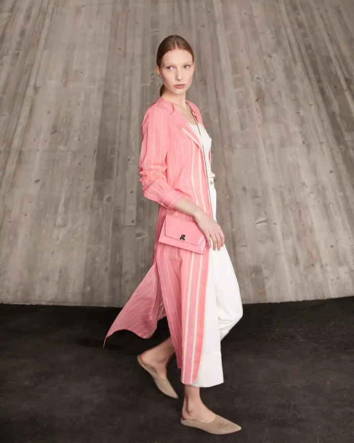 Anouk Envelope Bag In Lamb Skin Nubuck With Shiny Lizard Finish Blossom Women Akris Crossbody Bags