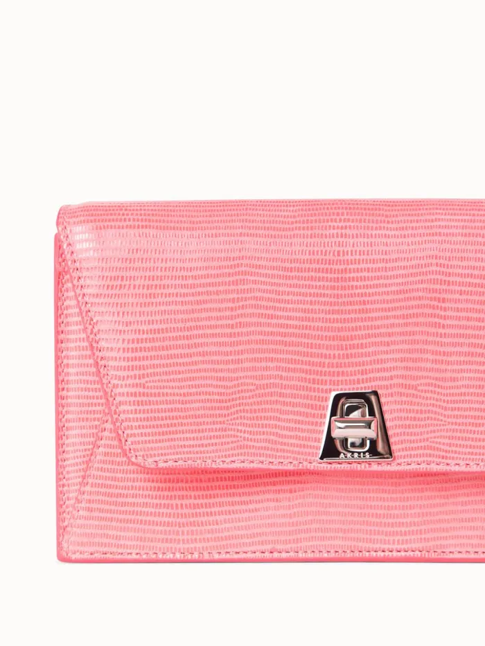 Anouk Envelope Bag In Lamb Skin Nubuck With Shiny Lizard Finish Blossom Women Akris Crossbody Bags