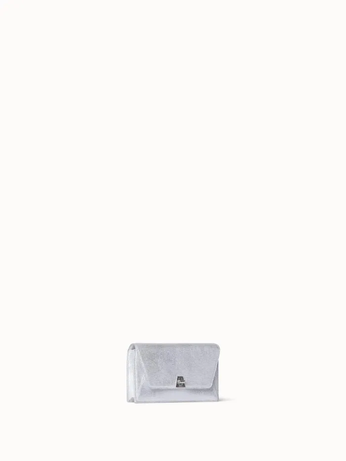 Anouk Envelope Bag In Leather With Lizard Lam Finish Silver Met Women Akris Mini Bags