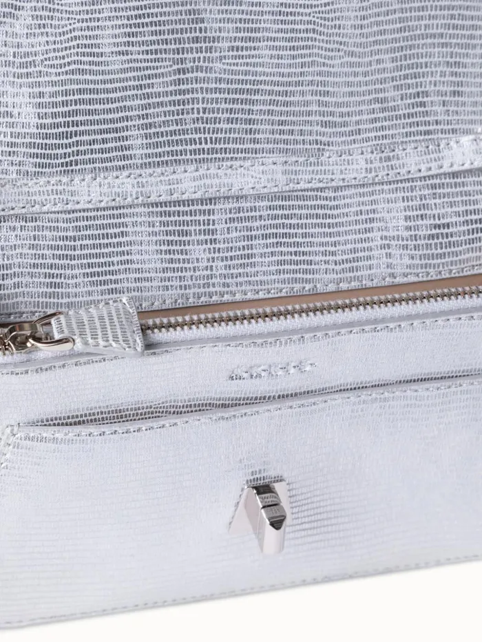 Anouk Envelope Bag In Leather With Lizard Lam Finish Silver Met Women Akris Mini Bags